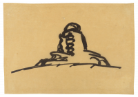 Mendelsohns berühmteste Skizze des Einsteinturm (Feder auf Transparentpapier)