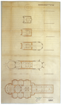 Genehmigungspläne, die Mendelsohn 1920 beim Bauamt nachträglich einreichte