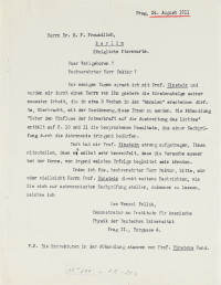 Brief von Leo Wenzel Pollak an Erwin Finlay Freundlich